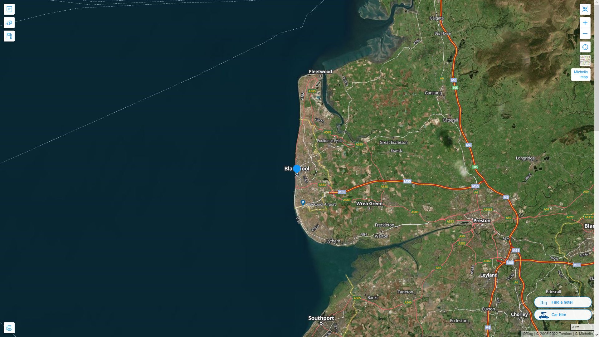 Blackpool Highway and Road Map with Satellite View